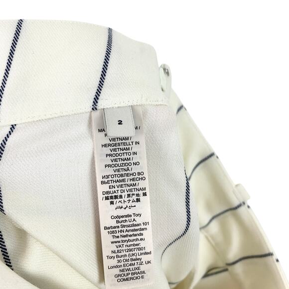 Tory Burch Wool Performance Pleated Golf Mini Skirt New Ivory Light Stripe 2 - Picture 7 of 8